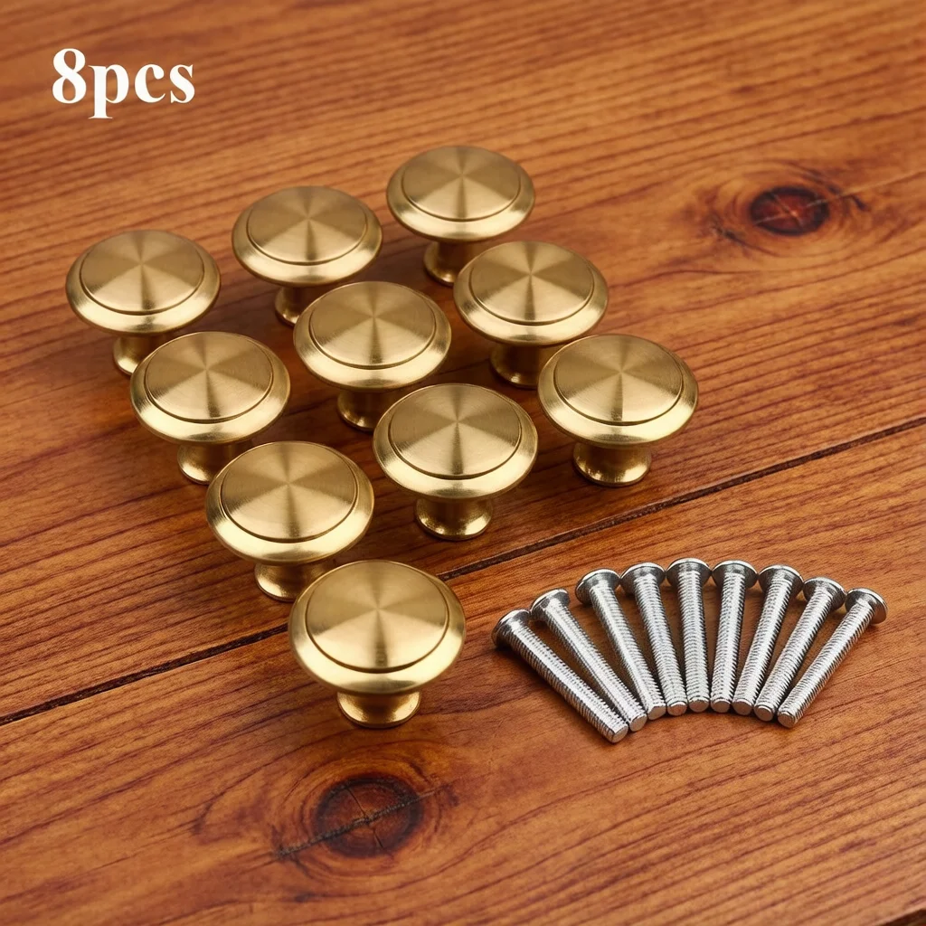 Furniture Hardware Supplies - 8pcs Golden round Single Hole Cabinet